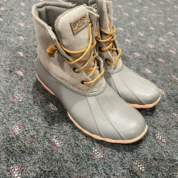 Sperry Charcoal and Tan Duck Boots - Picture 2 of 4